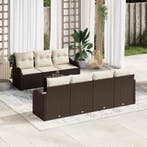 vidaXL Tuinbank Set 8 pcs Bruin en Crème Poly Riet en Staal, Verzenden, Nieuw