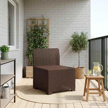 vidaXL Eén-zits Tuin Sofa Rieten Look PP Bruin, Tuin en Terras, Verzenden, Nieuw