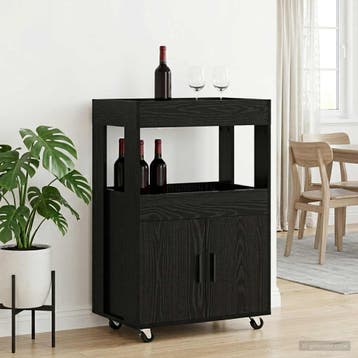 vidaXL Bar Kar Zwart eiken 60 x 39.5 x 89 cm Bewerkt hout, Huis en Inrichting, Verzenden, Nieuw
