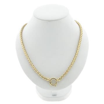 Gouden vossenstaart schakelcollier (Ketting), Ophalen of Verzenden, Gebruikt, Goud, Goud