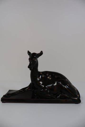 Primavera France - Statue, Liggend hert - 22 cm - Faïence