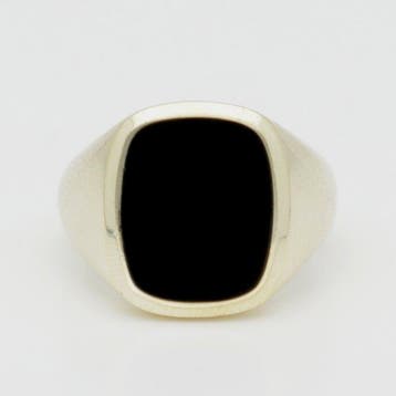 Chevalière - 14 carats Or jaune Onyx - rose