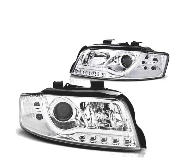 Phares Pour Audi A4 00-04 Daylight Drl Chromé, Auto-onderdelen, Verlichting, Verzenden