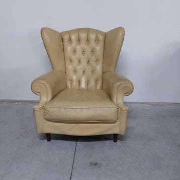 Chesterfield style - Fauteuil - Bergere - Leder, Hout