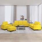 vidaXL 4-delige Loungeset stof lichtgeel, Verzenden, Nieuw