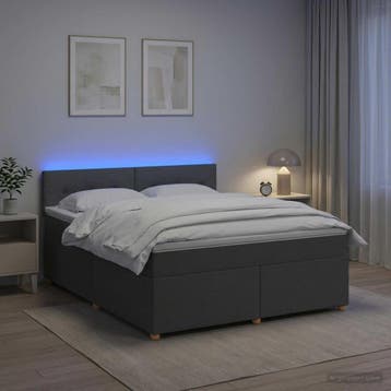 vidaXL Boxspringbed met matras Donkergrijs 160 x 200 cm Stof, Verzenden, Nieuw
