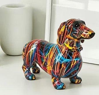 Beeldje - Bassotto Pop Art - Hars