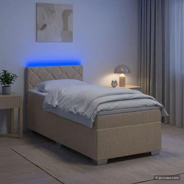 vidaXL Boxspringbed met matras en LED Crèmekleurig 80 x 200, Verzenden