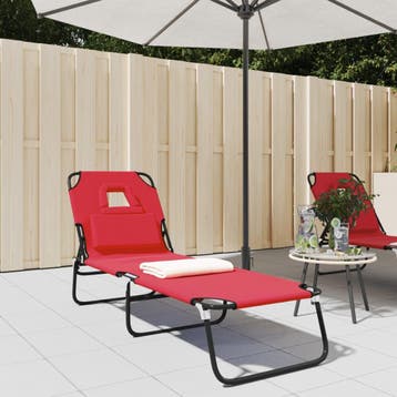 vidaXL Ligbed inklapbaar oxford stof en gepoedercoat staal, Tuin en Terras, Verzenden, Nieuw