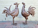 Beeldje - Chicken and Rooster (2) - IJzer, Metaal