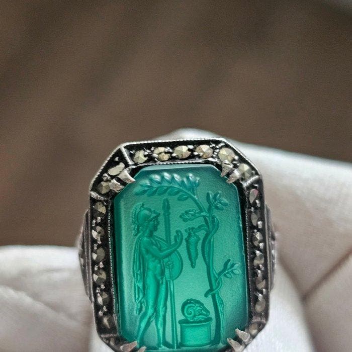 Zonder minimumprijs - Ring Zilver, Art Deco Grand, Handtassen en Accessoires, Ringen