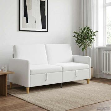 vidaXL Sofa met Opbergruimte Wit 172 x 78 x 87 cm Polyester, Huis en Inrichting, Zetels | Zetels, Verzenden, Nieuw
