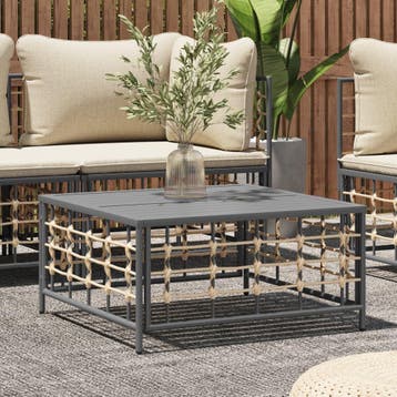 vidaXL Tuintafel 70x70x34 cm poly rattan antracietkleurig, Tuin en Terras, Verzenden, Nieuw