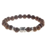 Fako Bijoux - Buddha Armband - Hout - Deluxe - Zilverkleurig, Handtassen en Accessoires, Armbanden, Verzenden, Nieuw
