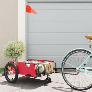 vidaXL Fietstrailer oxford stof en ijzer rood, Fietsen en Brommers, Verzenden, Nieuw