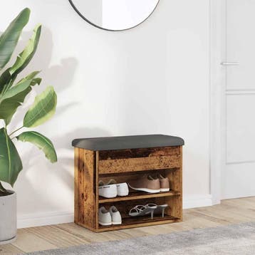 vidaXL Schoenenbank 62x32x50 cm bewerkt hout oud houtkleurig, Verzenden, Nieuw