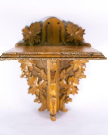 Wandrek - Hout - decoraties bladeren en trossen, Antiek en Kunst