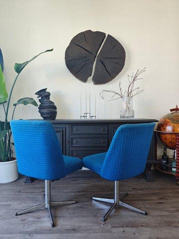 Stoel - Metaal, Katoen - Twee loungestoelen, Antiek en Kunst