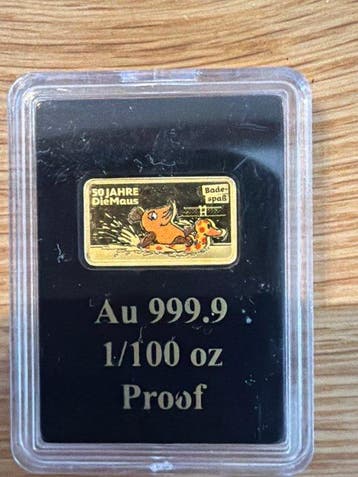 Monde. Gold bar Sendung mit der Maus , 1/100 Oz (.999) (Sans