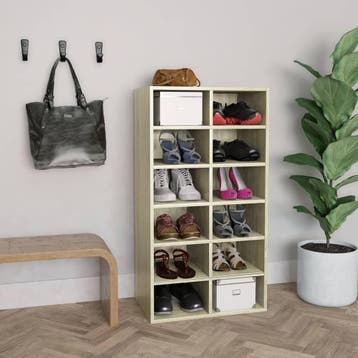 vidaXL Schoenenrek 54x34x100,5 cm bewerkt hout sonoma, Verzenden, Nieuw