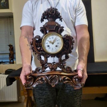 Tafelklok Louis XV Hout - 1850-1900 - Hand gesneden