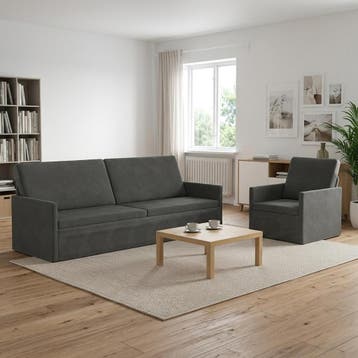 vidaXL bank / zetelstel 2 pcs Donkergrijs Corduroy stof, Verzenden, Nieuw