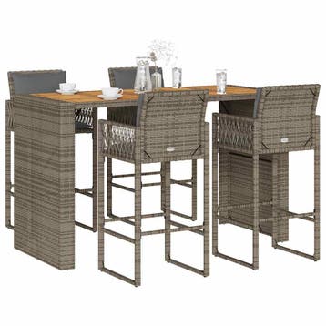 vidaXL 5-delige Tuinbarset met kussens poly rattan acacia, Verzenden, Nieuw