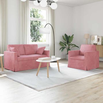 vidaXL bank / zetelstel 2 st Roze Fluweel, Verzenden, Nieuw