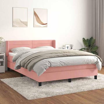vidaXL Boxspring met matras fluweel roze 140x200 cm, Verzenden, Nieuw