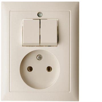 Hager Berker S.1 Series Switch With 2P Socket Outlet - White, Verzenden