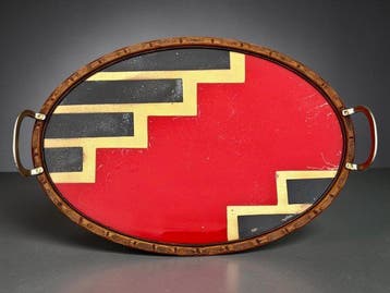 Original 1920s Art Deco - Dienblad - Glas, Hout, Antiquités & Art