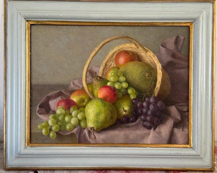 Gerald Norden (1912-2000) - Upturned fruit basket, Antiquités & Art, Art | Peinture | Classique