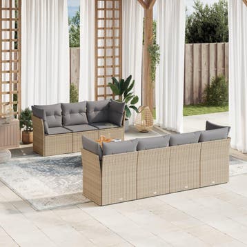 vidaXL 8-delige Loungeset met kussens poly rattan gemengd, Verzenden, Loungeset