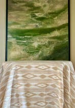 Ottomaanse tafellaken, met een ikat-stijl patroon voor ruime