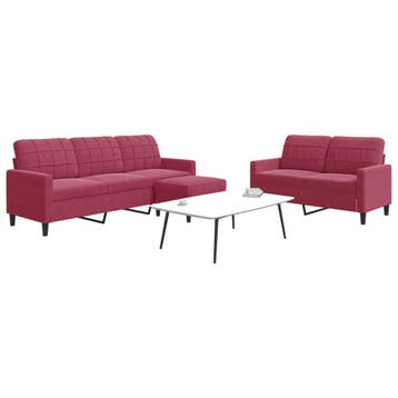 vidaXL 3-delige Loungeset met kussens fluweel wijnrood, Verzenden, Nieuw