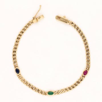 Bracelet - 14 carats Or jaune, Saphir - Émeraude - Rubis -