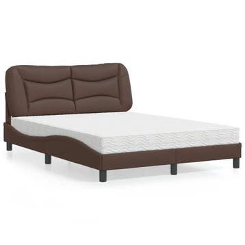 vidaXL Bed met matras Hvar kunstleer bruin 120x200 cm, Verzenden, Nieuw