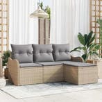 vidaXL Tuinbank Set met kussen met opslag 4 pcs Beige poly, Verzenden