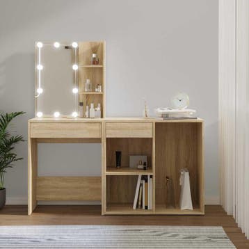 vidaXL Kaptafel met kastje en LEDs bewerkt hout sonoma, Verzenden