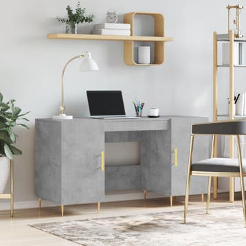 vidaXL Bureau 140x50x75 cm bewerkt hout betongrijs, Verzenden