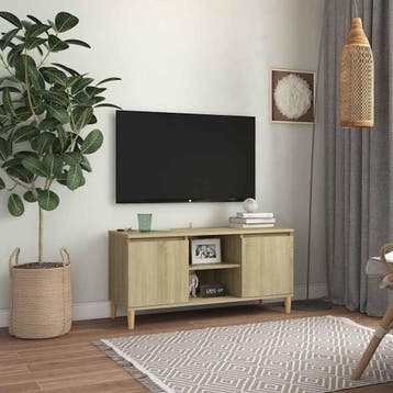 vidaXL Tv-meubel met houten poten 103,5x35x50 cm sonoma, Huis en Inrichting, Verzenden, Nieuw
