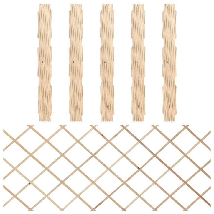vidaXL Tuinlatwerken 5 st 180x80 cm massief vurenhout, Tuin en Terras, Tuinhekken en Hekwerk, Nieuw, Verzenden