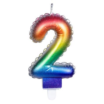 Regenboog Kaars 2 Jaar 8cm, Verzenden