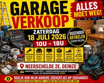 Garageverkoop Deinze | Inboedel & gereedschap Alles weg, Ophalen