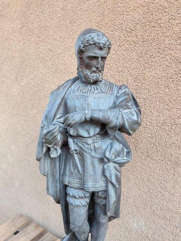 Beeld, Michelangelo Buonarroti - 59 cm - Zinklegering