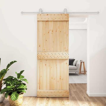vidaXL Schuifdeur 80 x 210 cm Massief Pine Hout, Doe-het-zelf en Bouw, Deuren en Vliegenramen, Verzenden, Nieuw