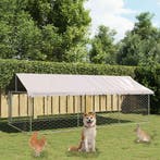 vidaXL Hondenkennel voor buiten met dak 400x200x150 cm, Verzenden