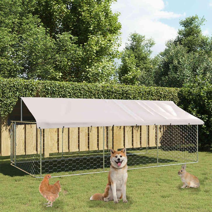 vidaXL Hondenkennel voor buiten met dak 400x200x150 cm, Animaux & Accessoires, Caisses pour chiens, Envoi