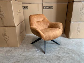 Veiling - Fauteuil Las - Velours - Velvet - Cognac - Goud