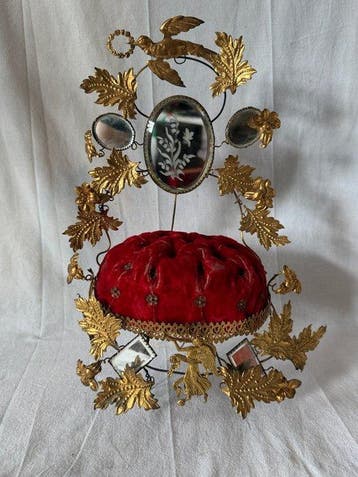 Kist - Verguld messing, Fluweel, Glas - Franse bruidsglobe, Antiek en Kunst